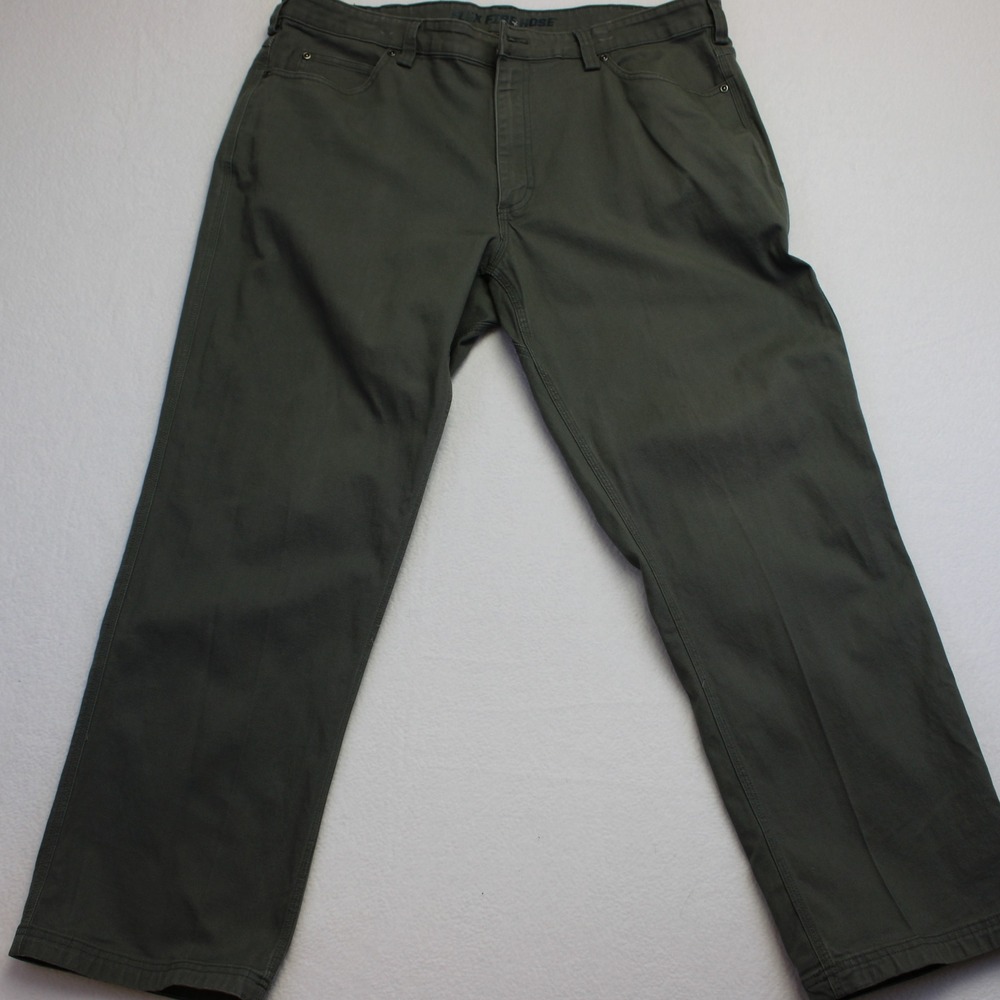 Duluth Trading Flex Fire Hose Pants 40x30 (ACTUAL 40x29) Olive Green Canvas